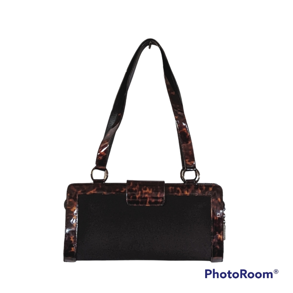 Stuart Weitzman Tortoise Brown Black Patent Leather Shoulder Bag A01 - Picture 10 of 14